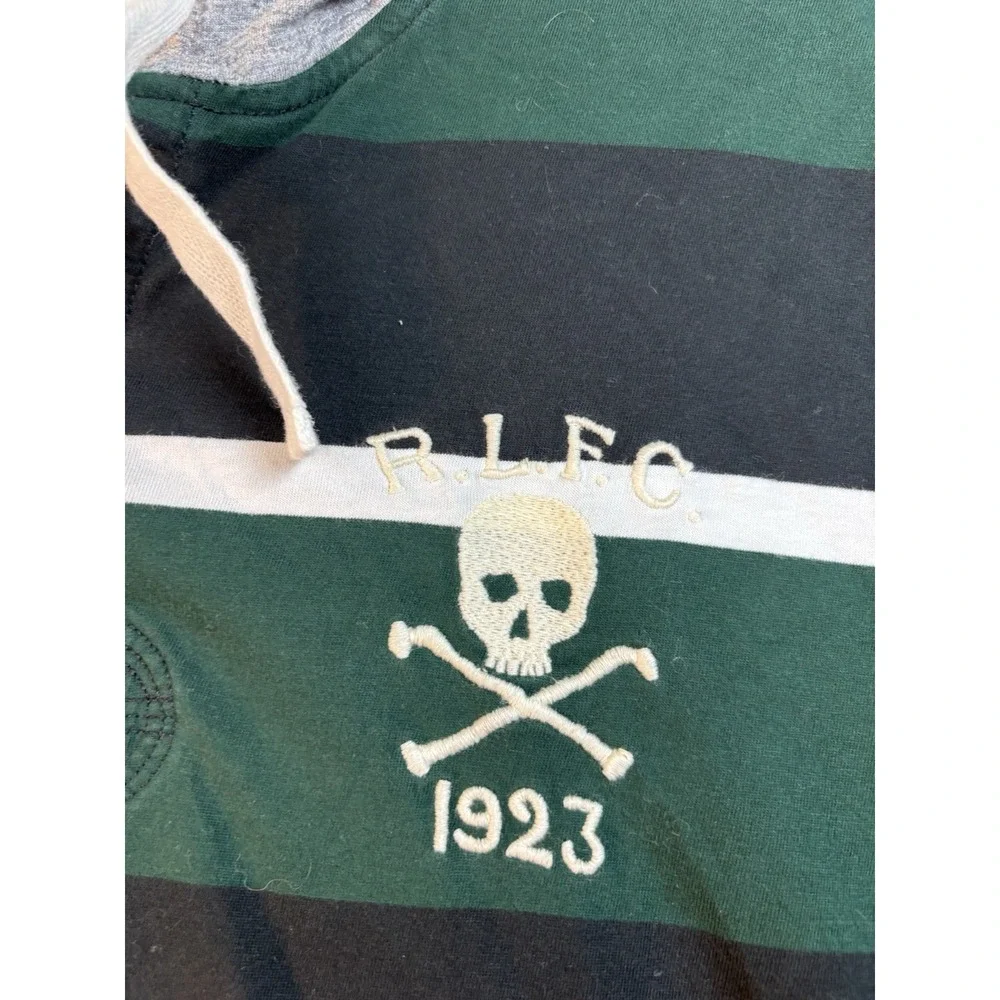 Polo Ralph Lauren Vintage Hooded Rugby Long Sleeve Striped Shirt SzXL